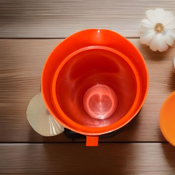 Tupperware Orange 2 Qt Pitcher Push Button 9-008 Vintage 1970's with handle - Picture 5 of 7